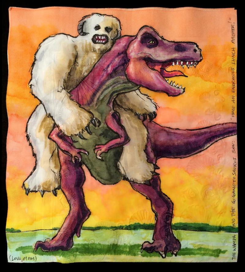 Illustration for article titled Napkin doodles reach new heights with Star Wars characters riding dinosaurs